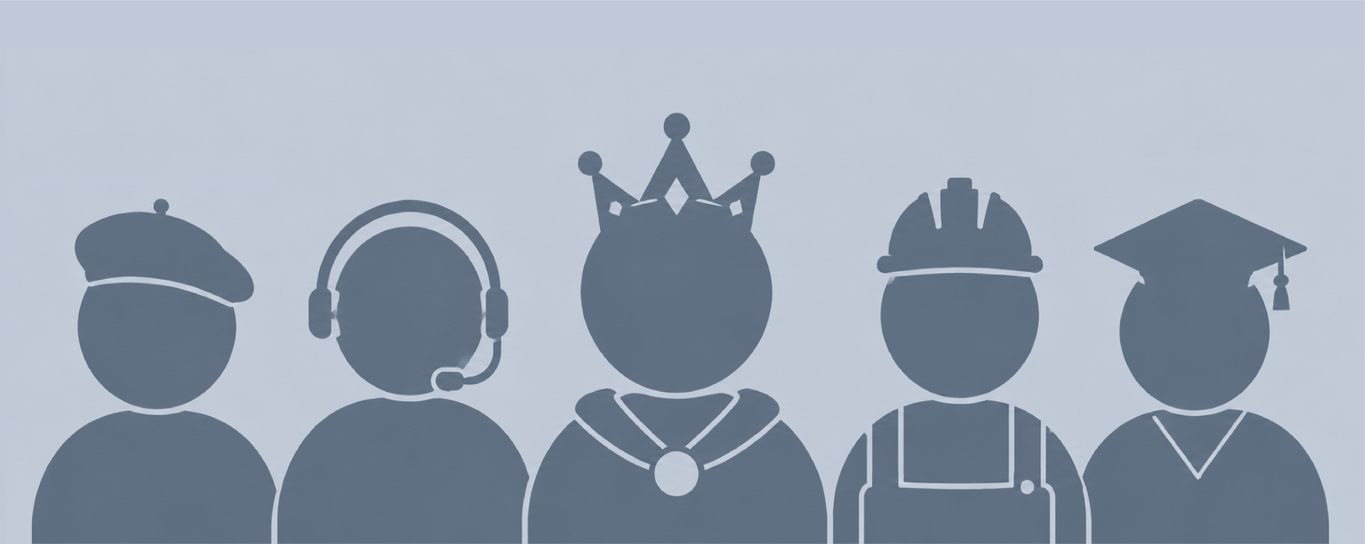 A row of anonymous silhouette characters